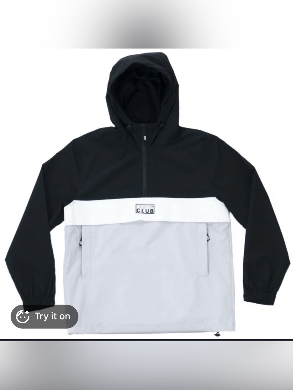 pro Club Colorblock Windbreaker Jacket - Black, White, Gray